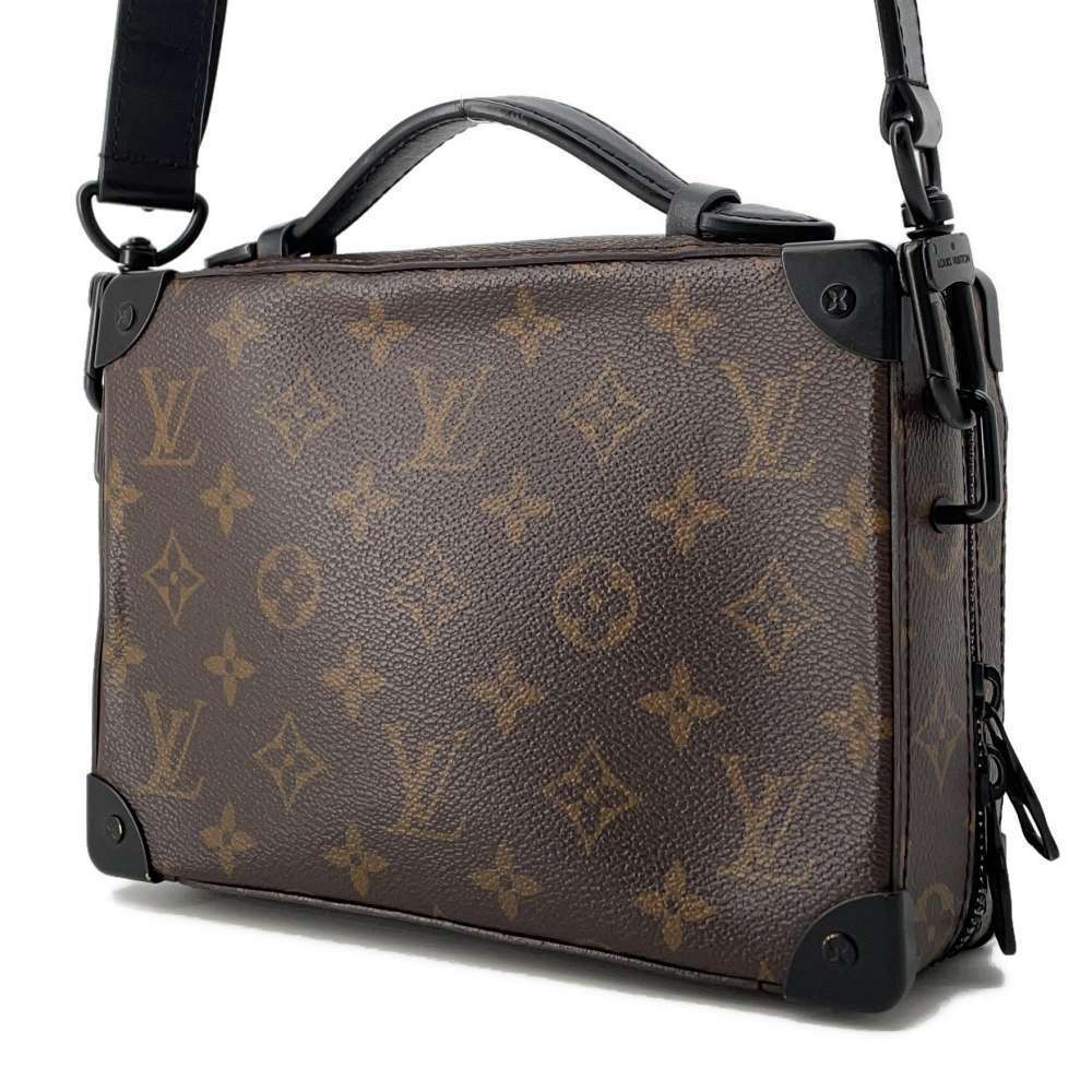 Louis Vuitton Trunk Soft Monogram Bag Brown Handle Shoulder Macassar Black